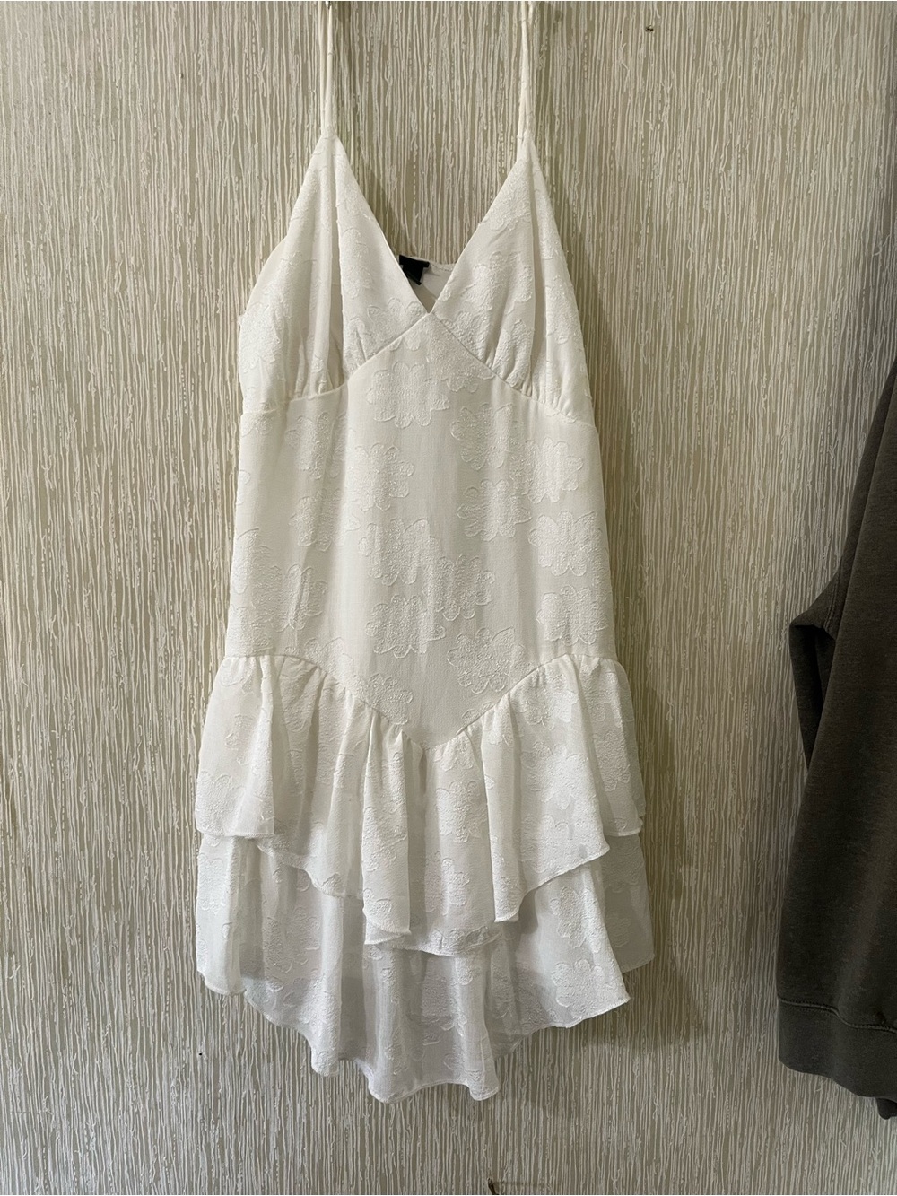 White Floral Texture Tiered Slip Dress - Picture 1 of 2